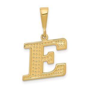 14k Yellow Gold, Ashley Collection, Textured Initial E Pendant